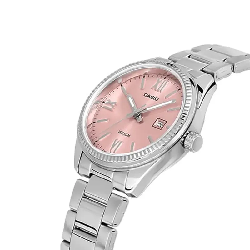 Casio Enticer Date Display Pink Dial Japan Ladies Watch- LTP-1302DD-4A1